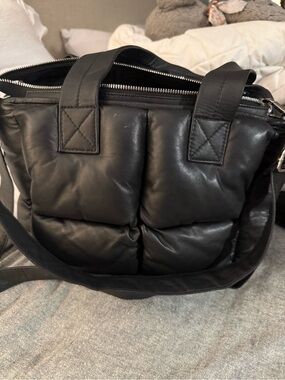 Black leather Quilted tote/crossbody bag